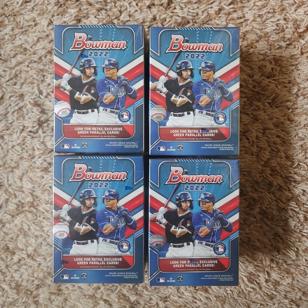 Topps Bowman Baseball Blaster Box Lot 4x 2022 Blue Retail Green Parallels